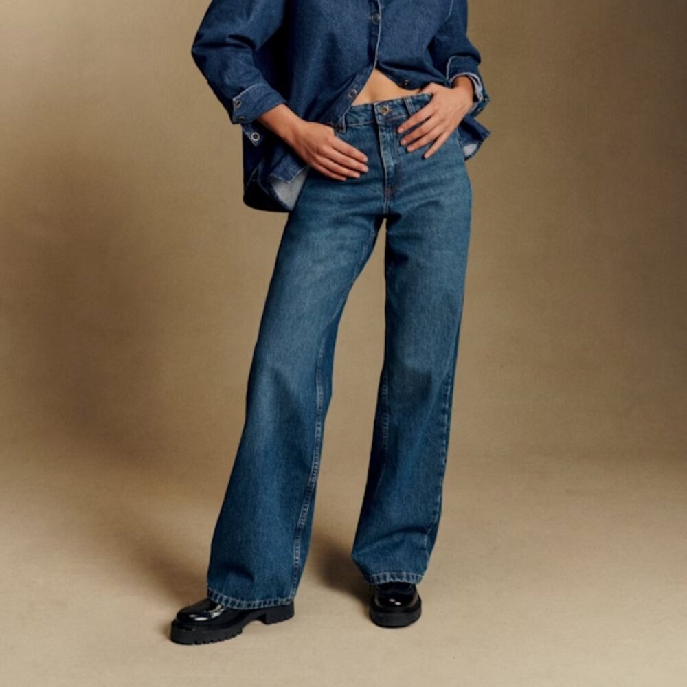 Sezane The Wide Leg deep blue size 6